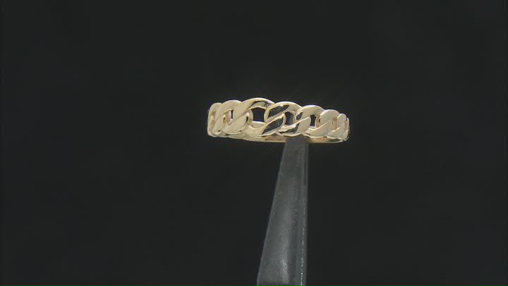 18k Yellow Gold Over Sterling Silver Graduated Curb Band Ring Video Thumbnail