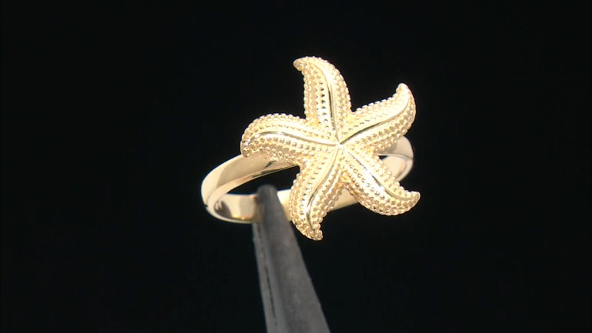 18k Yellow Gold Over Sterling Silver Starfish Ring Video Thumbnail