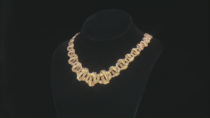 18k Yellow Gold Over Sterling Silver 25mm Graduated Woven 18 Inch Necklace Video Thumbnail