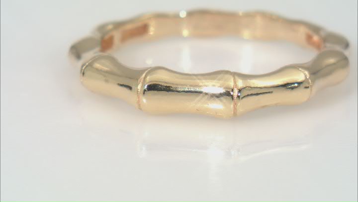 18k Yellow Gold Over Sterling Silver Bamboo Band Ring Video Thumbnail
