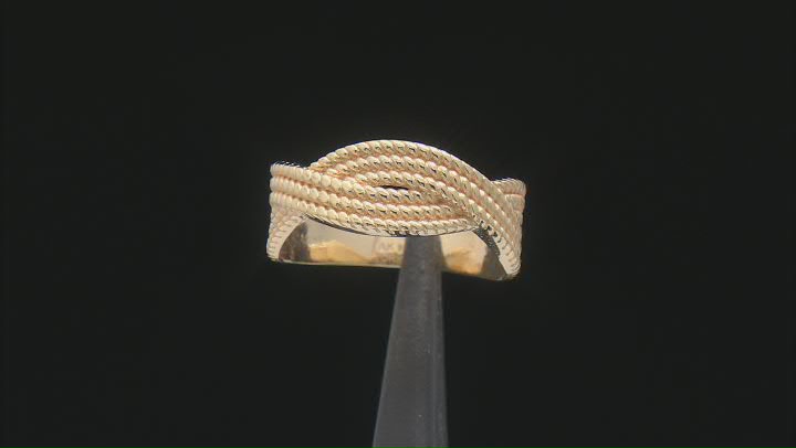18k Yellow Gold Over Sterling Silver Textured Crossover Ring Video Thumbnail
