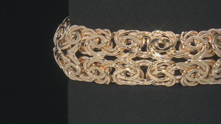 18k Yellow Gold Over Sterling Silver 18mm Double Byzantine Link Bracelet Video Thumbnail