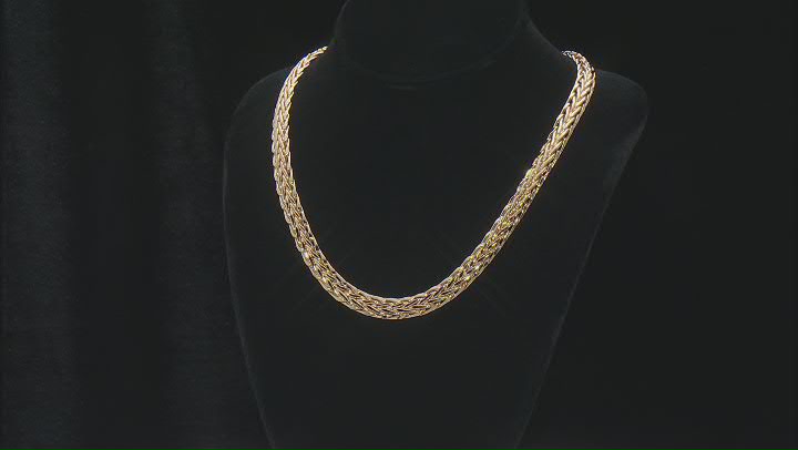 18k Yellow Gold Over Sterling Silver 9mm Wheat Link 20 Inch Necklace Video Thumbnail