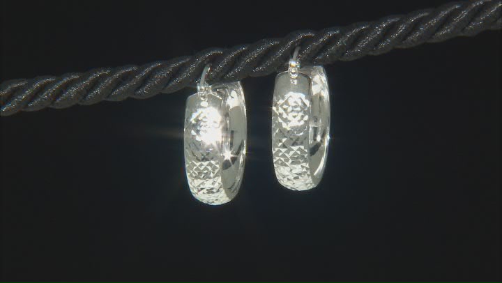 Sterling Silver Double Diamond-Cut Bangle & Hoop Earring Set Video Thumbnail