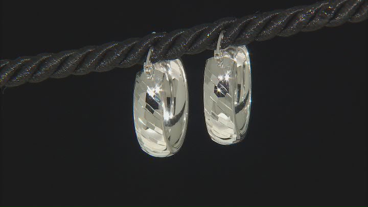 Sterling Silver Diamond-Cut Bangle & Hoop Earring Set Video Thumbnail