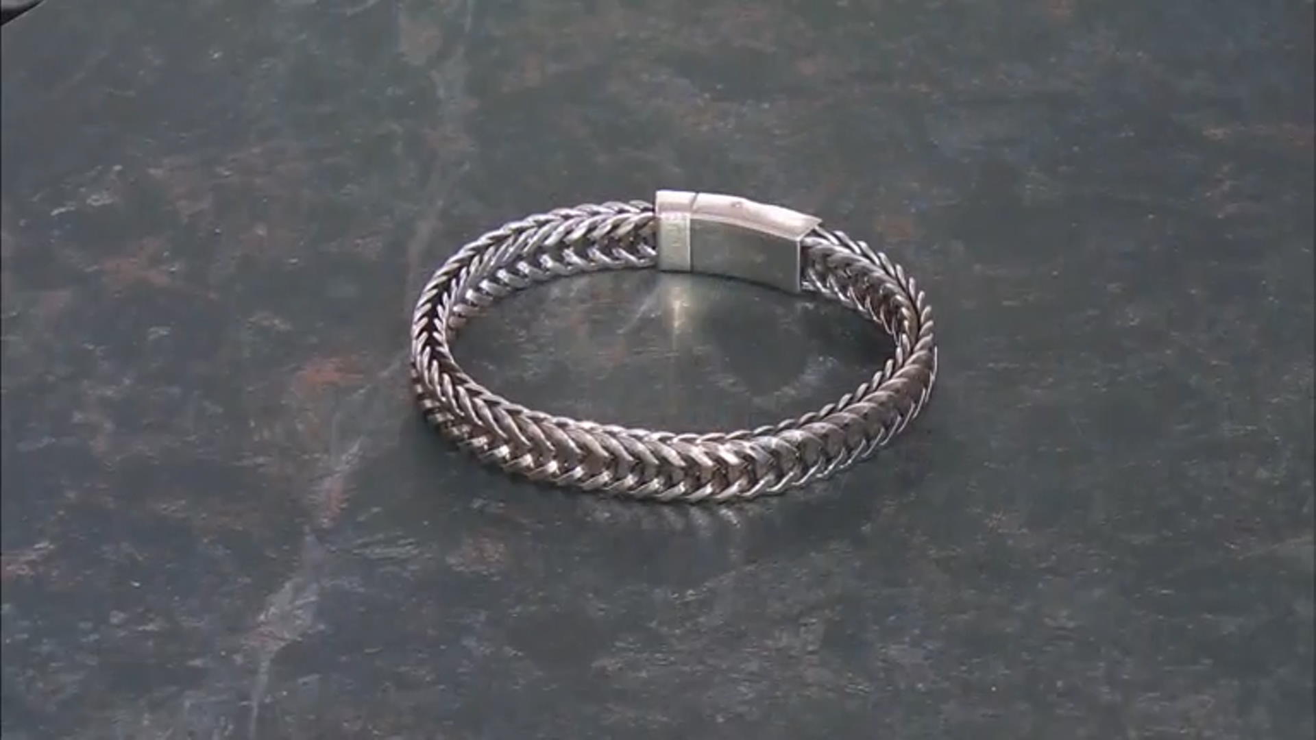 Sterling Silver Oxidized 9.4mm Wheat Link Bracelet Video Thumbnail