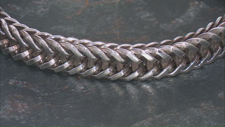 Sterling Silver Oxidized 9.4mm Wheat Link Bracelet Video Thumbnail