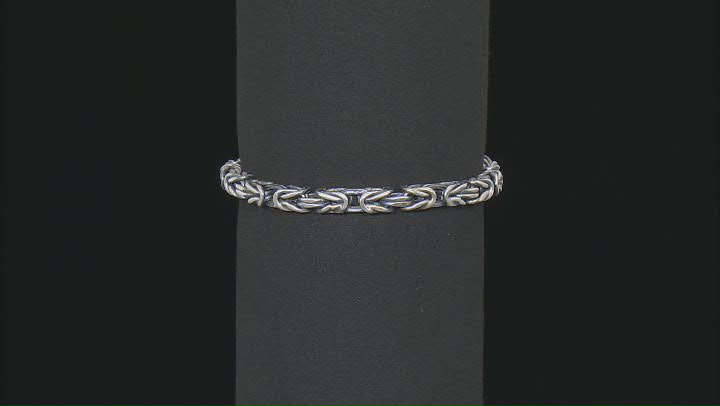 Sterling Silver Oxidized 5mm Square Byzantine Link Bracelet Video Thumbnail