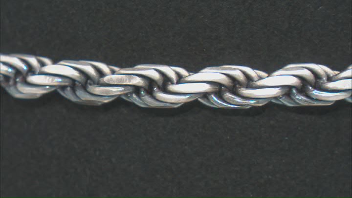 Sterling Silver Oxidized 4.4mm Rope Link Bracelet Video Thumbnail