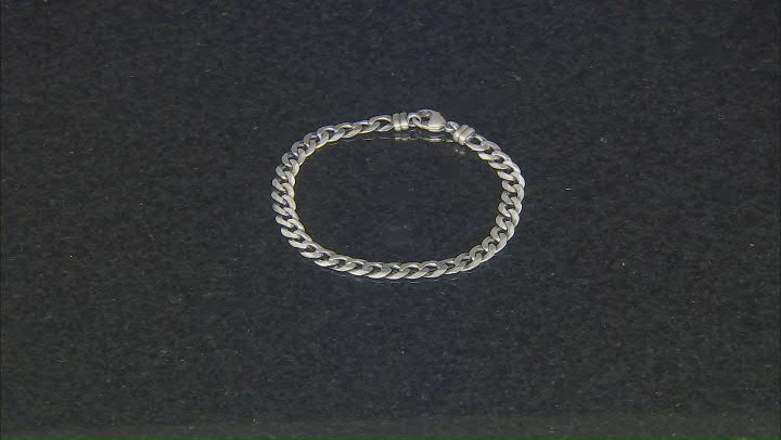 Sterling Silver Oxidized 6.2mm Curb Link Bracelet Video Thumbnail