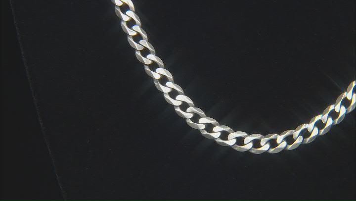 Sterling Silver Oxidized 6.2mm Curb 20 Inch Chain Video Thumbnail