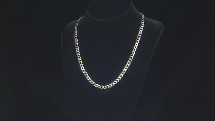 Sterling Silver Oxidized 6.2mm Curb 20 Inch Chain Video Thumbnail