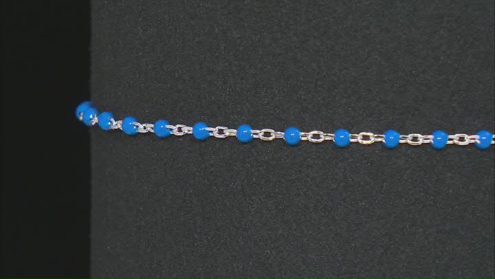 Sterling Silver Navy Blue Enamel Diamond-Cut Rolo Link Bracelet Video Thumbnail