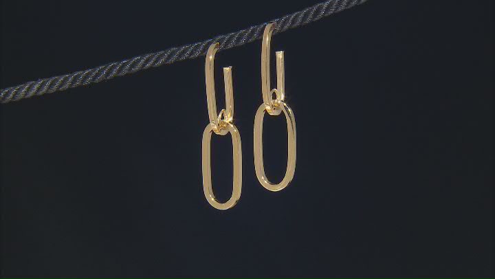 18k Yellow Gold Over Sterling Silver Polished Double Link 2 7/16" Drop Earrings Video Thumbnail