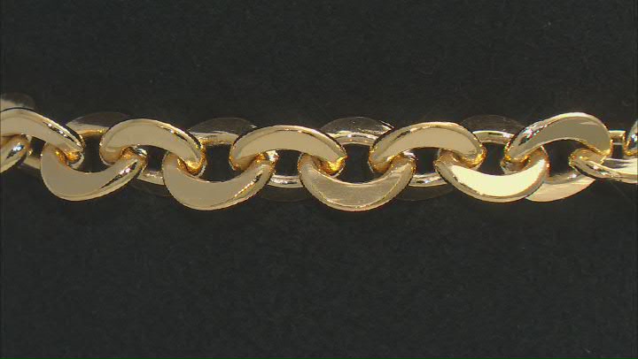 18k Yellow Gold Over Sterling Silver 7.1mm Cable Link Bracelet Video Thumbnail