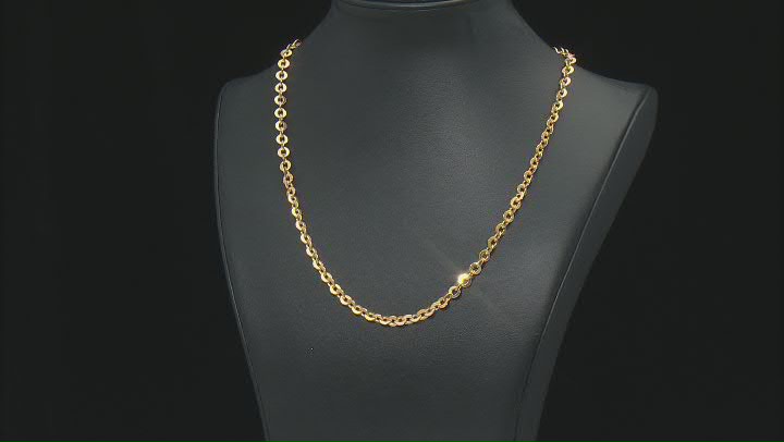 18k Yellow Gold Over Sterling Silver 5.4mm Cable 20 Inch Chain Video Thumbnail