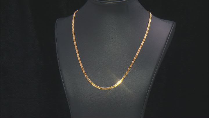 18k Yellow Gold Over Sterling Silver 4mm Double Curb 20 Inch Chain Video Thumbnail