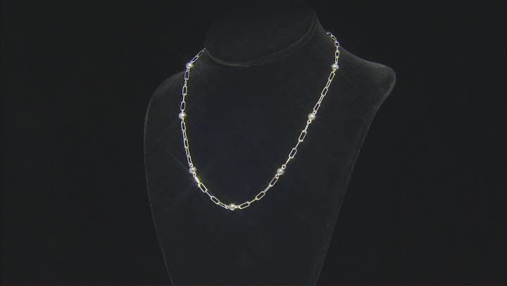 Sterling Silver Bead Station Paperclip Link 18 Inch Necklace Video Thumbnail