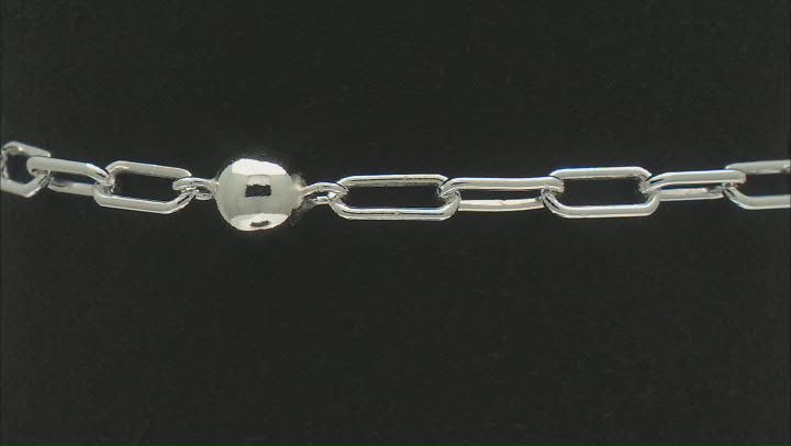 Sterling Silver Bead Station Paperclip Link Bracelet Video Thumbnail