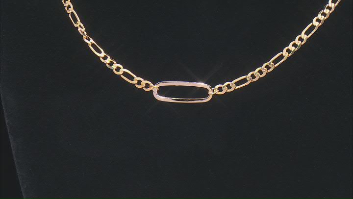 18k Yellow Gold Over Sterling Silver Figaro Station 16 Inch Necklace Video Thumbnail