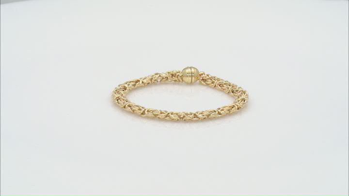 18k Yellow Gold Over Sterling Silver 6mm Byzantine Link Bracelet With Magnetic Clasp Video Thumbnail