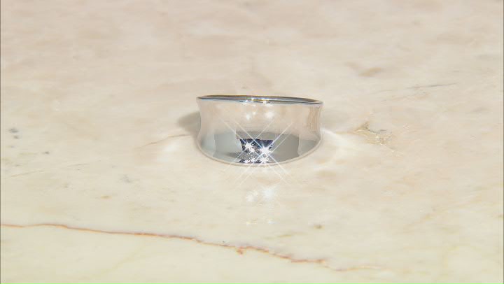 Rhodium Over Sterling Silver Graduated Concave Band Ring Video Thumbnail