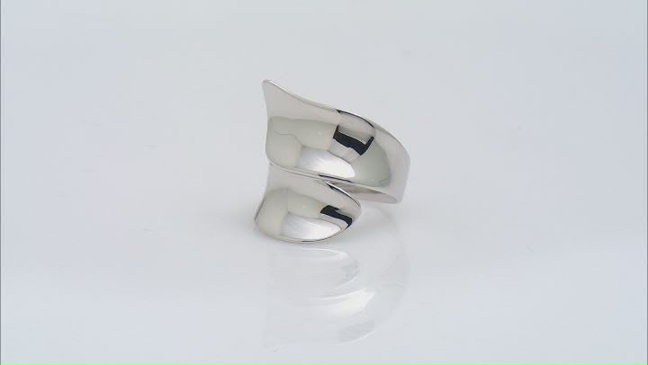 Rhodium Over Sterling Silver Concave Bypass Ring Video Thumbnail