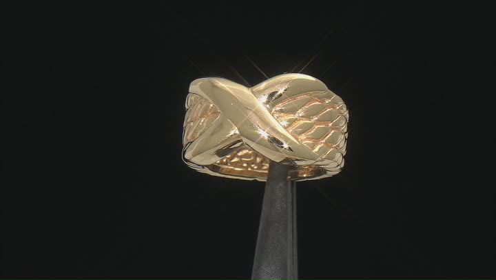 18k Yellow Gold Over Sterling Silver Crossover Design Ring Video Thumbnail