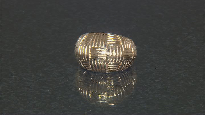 18k Yellow Gold Over Sterling Silver Basket Weave Pattern Ring Video Thumbnail