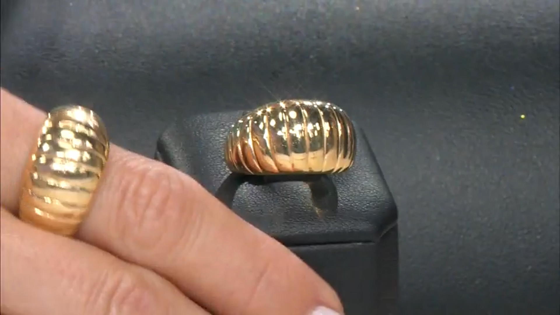 18k Yellow Gold Over Sterling Silver Croissant Style Ring Video Thumbnail
