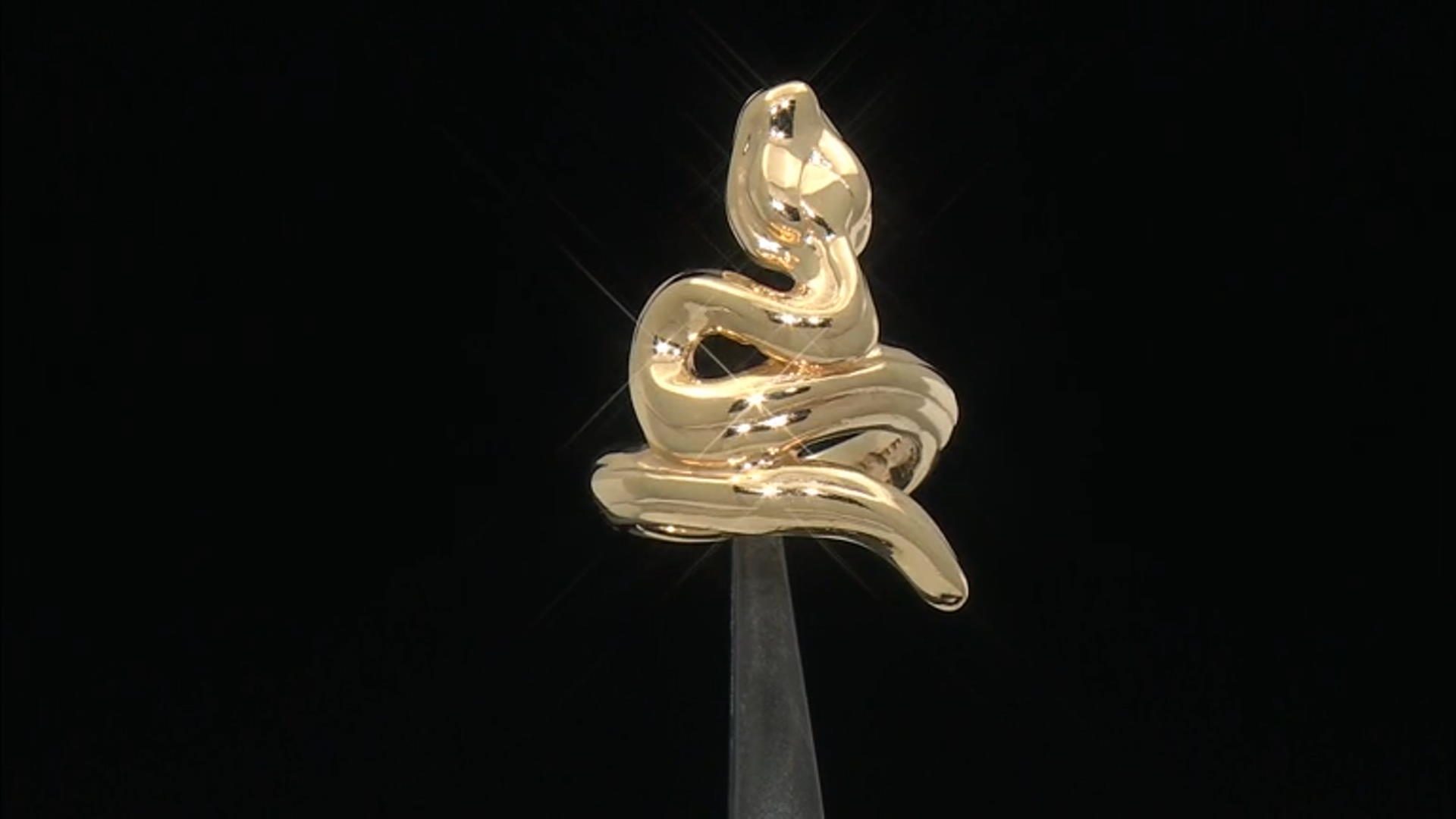 18k Yellow Gold Over Sterling Silver Snake Ring Video Thumbnail