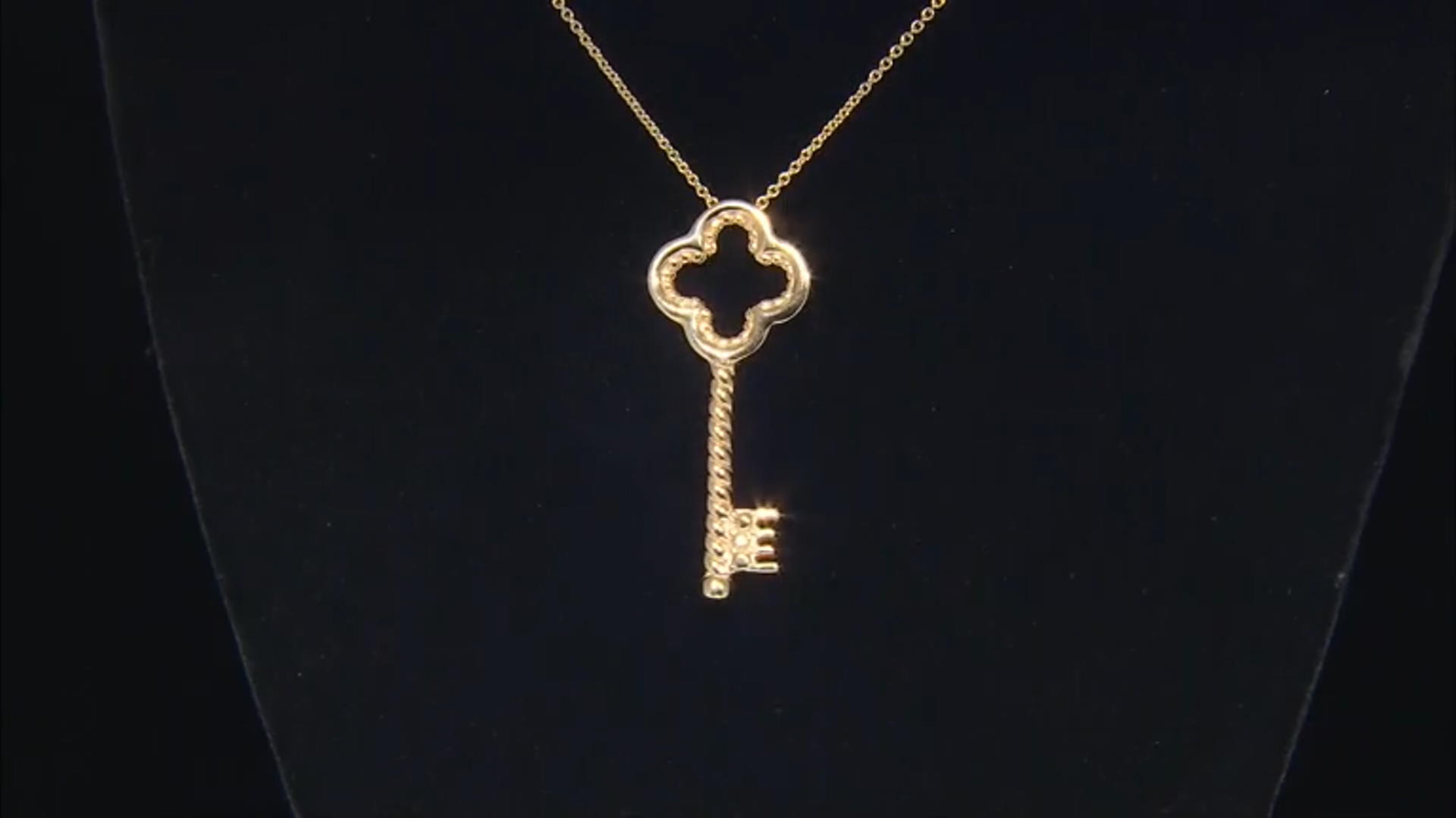 18k Yellow Gold Over Sterling Silver Sliding Key Pendant 20 Inch Cable Link Necklace Video Thumbnail