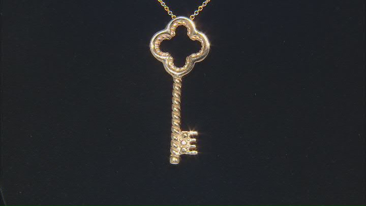 18k Yellow Gold Over Sterling Silver Sliding Key Pendant 20 Inch Cable Link Necklace Video Thumbnail