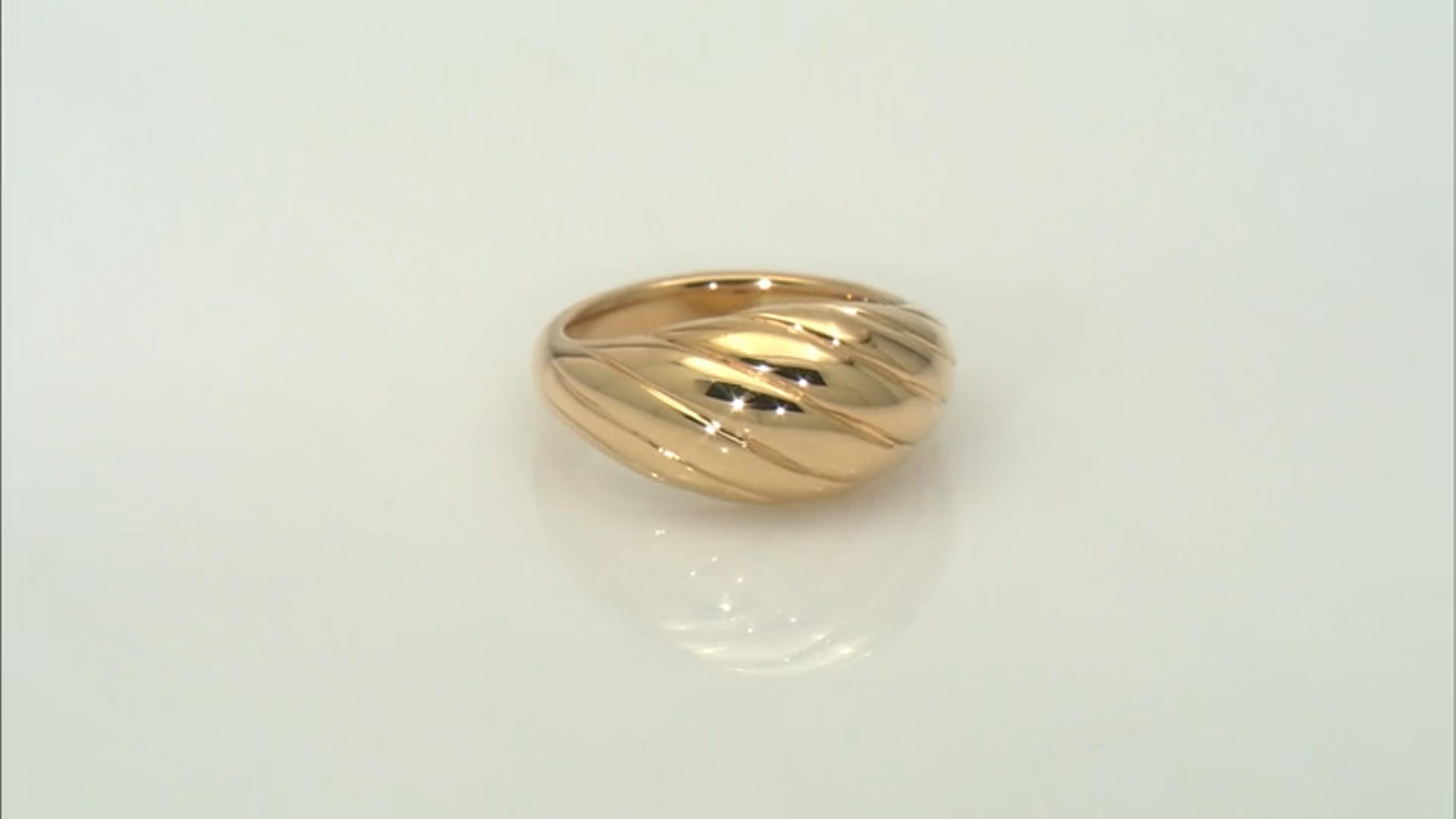 18k Yellow Gold Over Sterling Silver Wave Design Ring Video Thumbnail