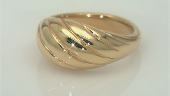 18k Yellow Gold Over Sterling Silver Wave Design Ring Video Thumbnail