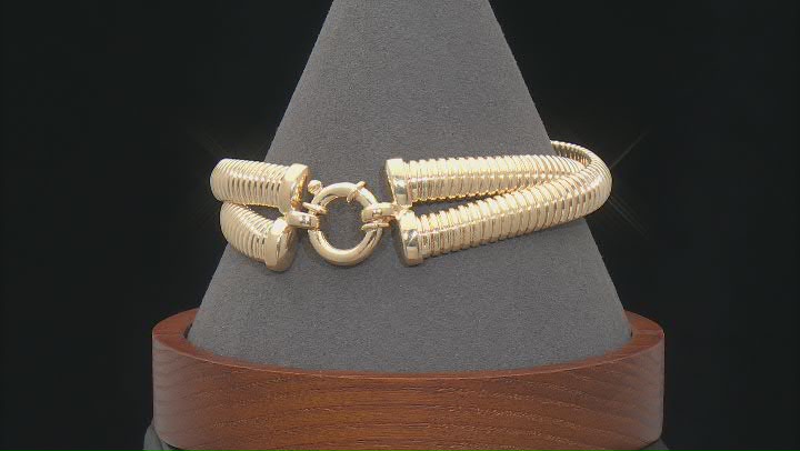 18k Yellow Gold Over Sterling Silver Braided Tubogas Link Bracelet Video Thumbnail
