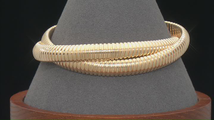 18k Yellow Gold Over Sterling Silver Braided Tubogas Link Bracelet Video Thumbnail