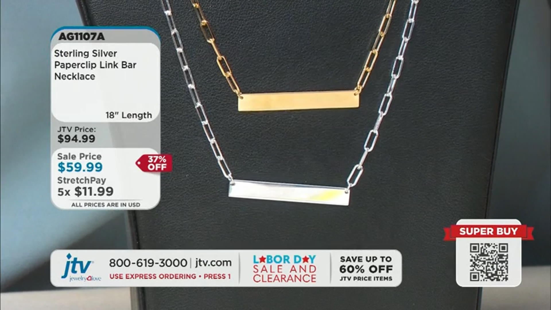 Sterling Silver Paperclip Link Bar 18 Inch Necklace Video Thumbnail