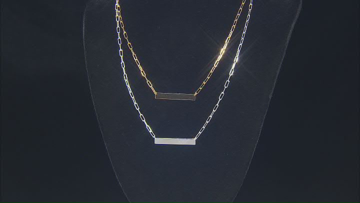 18k Yellow Gold Over Sterling Silver Paperclip Link Bar 18 Inch Necklace Video Thumbnail