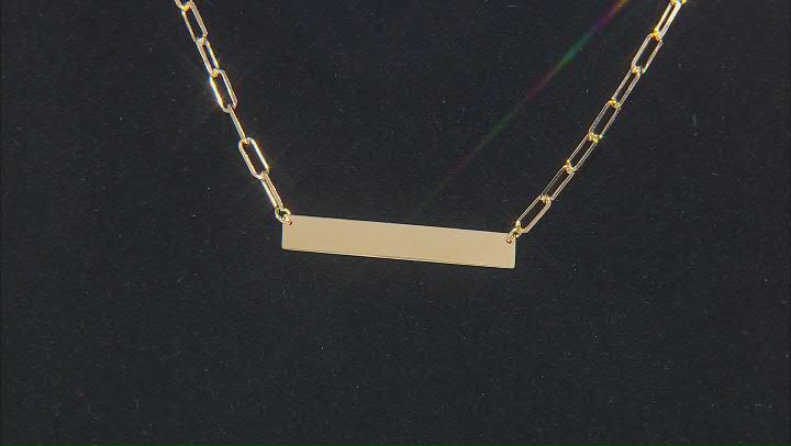 18k Yellow Gold Over Sterling Silver Paperclip Link Bar 18 Inch Necklace Video Thumbnail