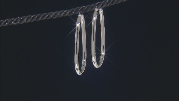 Rhodium Over Sterling Silver 2" Oval Hoop Earrings Video Thumbnail
