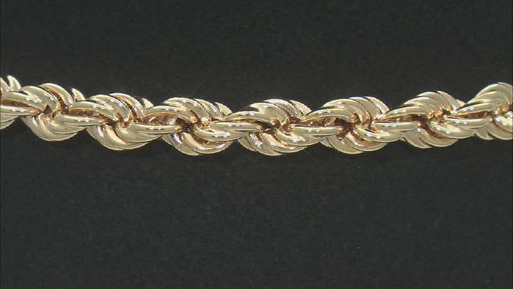 18k Yellow Gold Over Sterling Silver 4.7mm Rope Link Toggle Bracelet Video Thumbnail