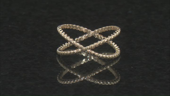18k Yellow Gold Over Sterling Silver Crossover Ring Video Thumbnail