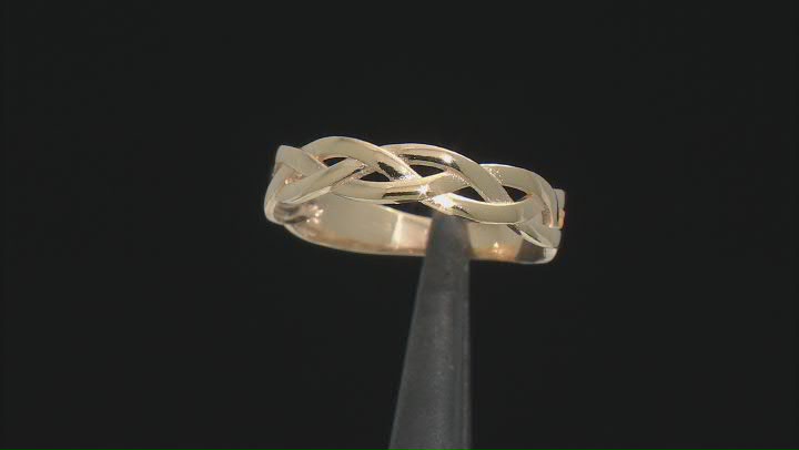 18k Yellow Gold Over Sterling Silver Celtic Design Band Ring Video Thumbnail