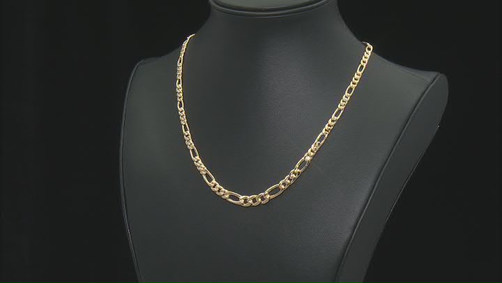 18k Yellow Gold Over Sterling Silver 4-7mm Graduated Figaro 20 Inch Chain Video Thumbnail