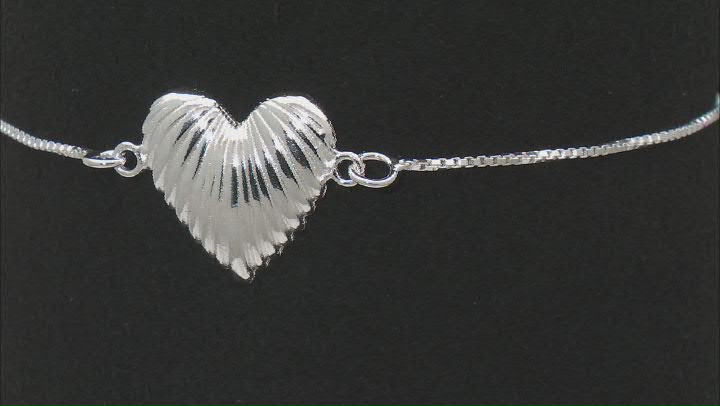 Sterling Silver Textured Heart Bolo Bracelet Video Thumbnail