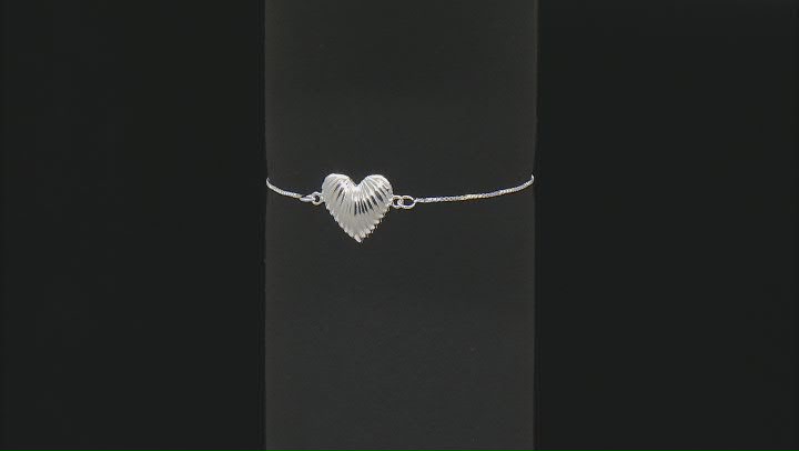 Sterling Silver Textured Heart Bolo Bracelet Video Thumbnail