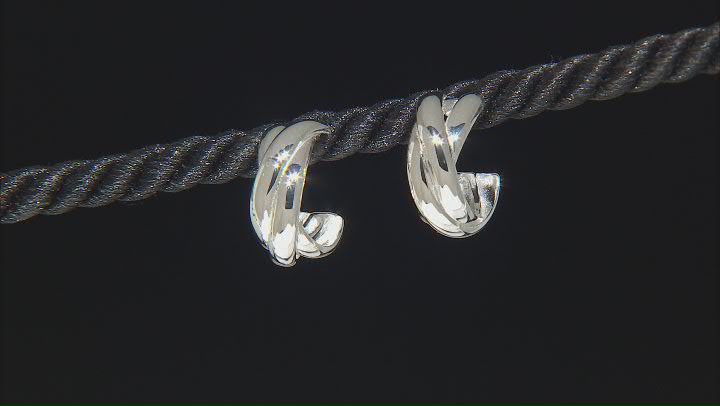 Sterling Silver Braided Design 9/16" J-Hoop Earrings Video Thumbnail