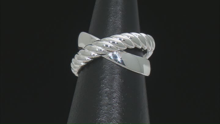Sterling Silver Polished & Textured Crossover Ring Video Thumbnail