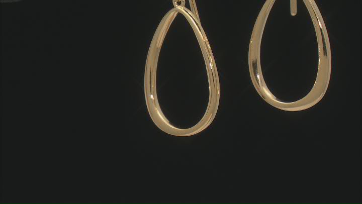 18k Yellow Gold Over Sterling Silver Pear Shaped Dangle Earrings Video Thumbnail
